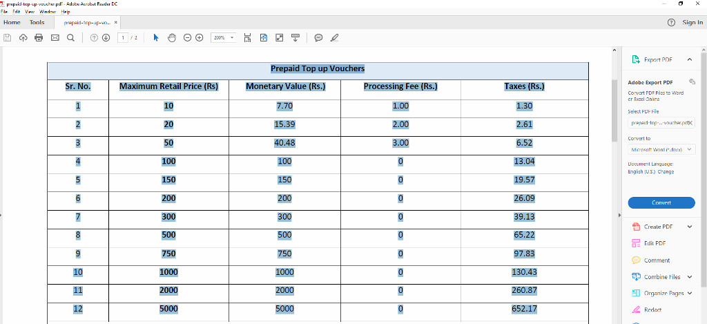copy data from pdf table to excel