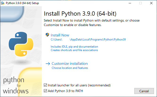 Python Installation Welcome Screen
