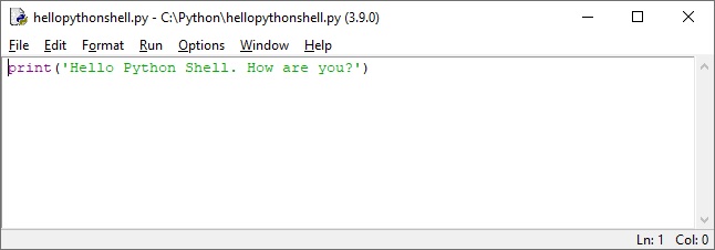 Python file editor in Python Shell IDLE