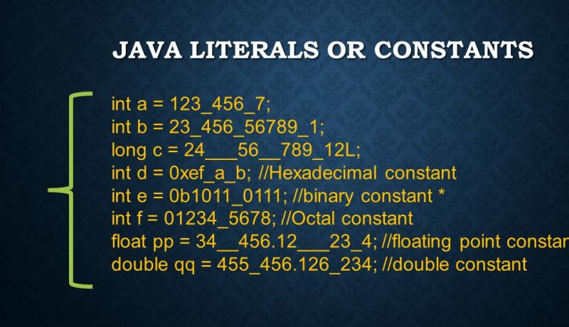 java literals or constants explained
